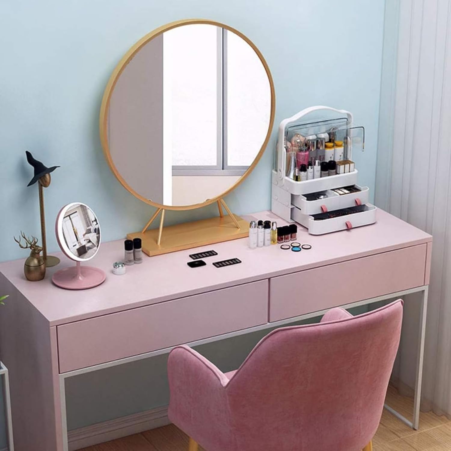 Amazon | Lucky Star 卓上化粧鏡 鏡 卓上 大きめ 置き鏡 ジル